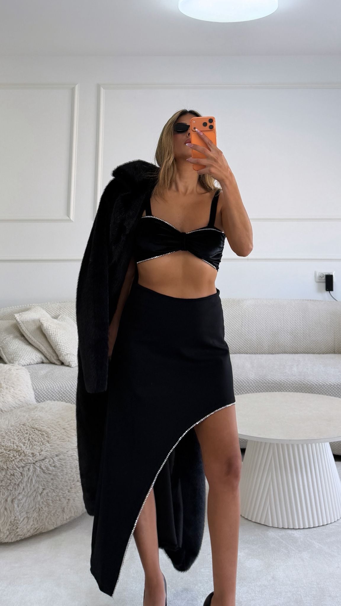 חצאית שילוב אבנים