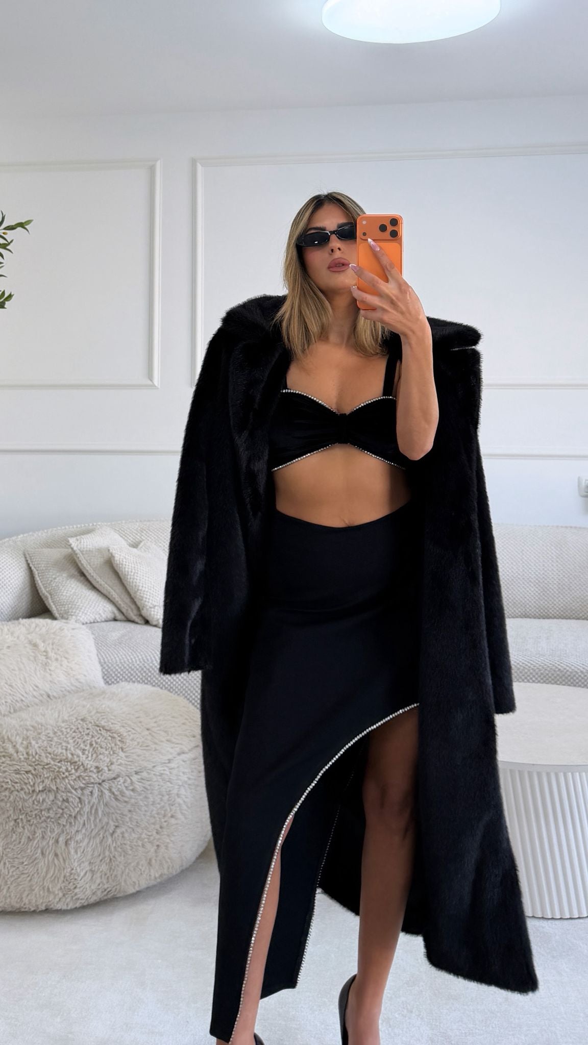 חצאית שילוב אבנים