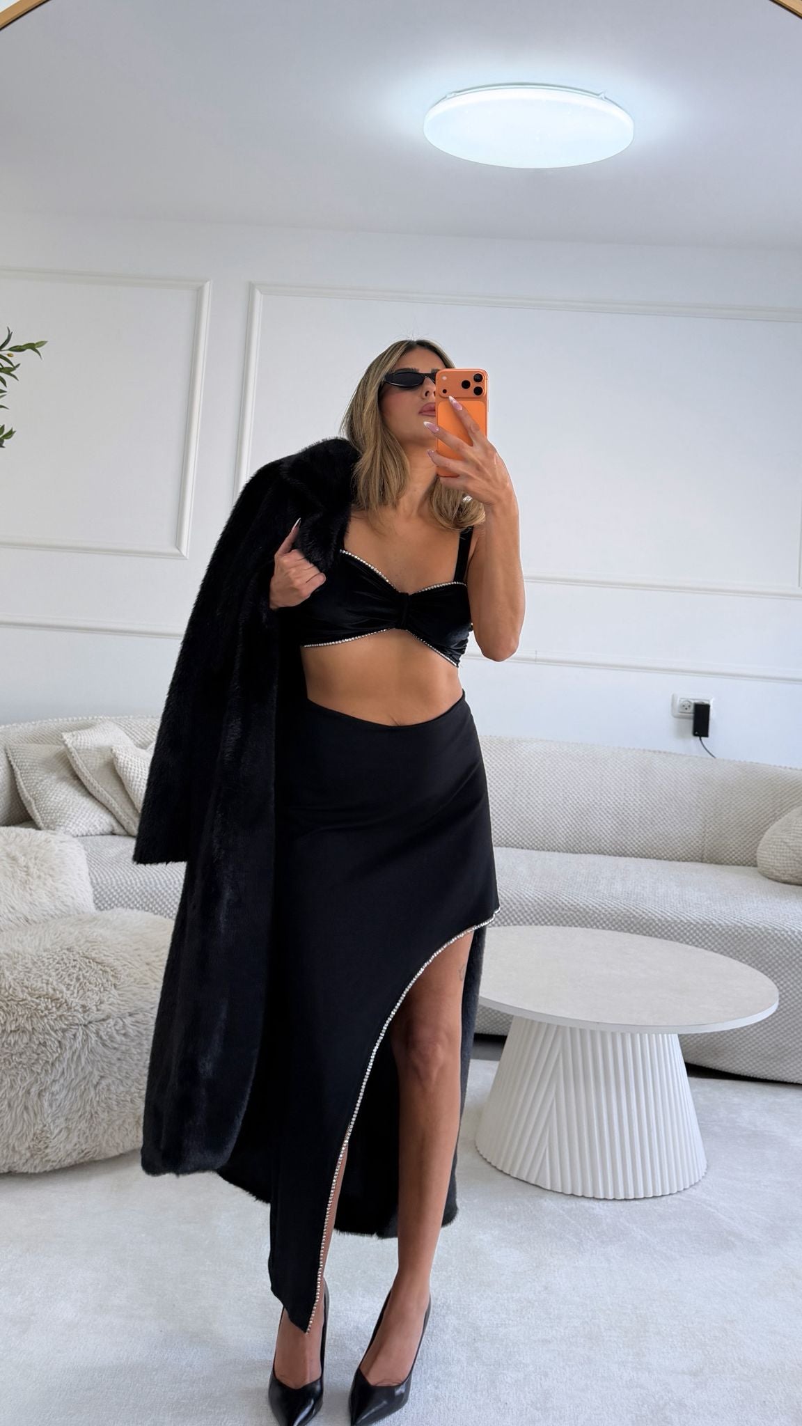 חצאית שילוב אבנים