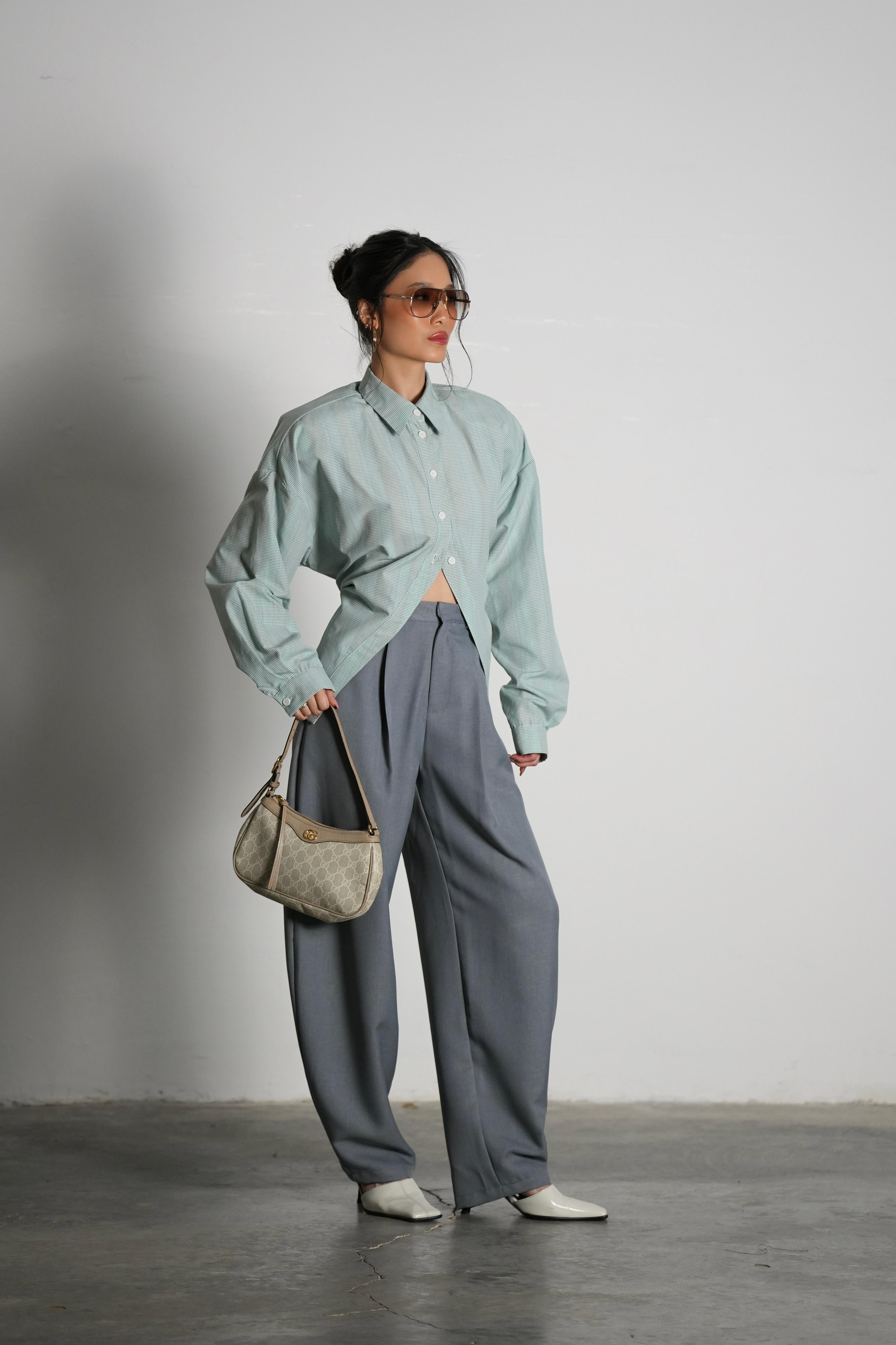 חולצת סילברה משבצות ירוק